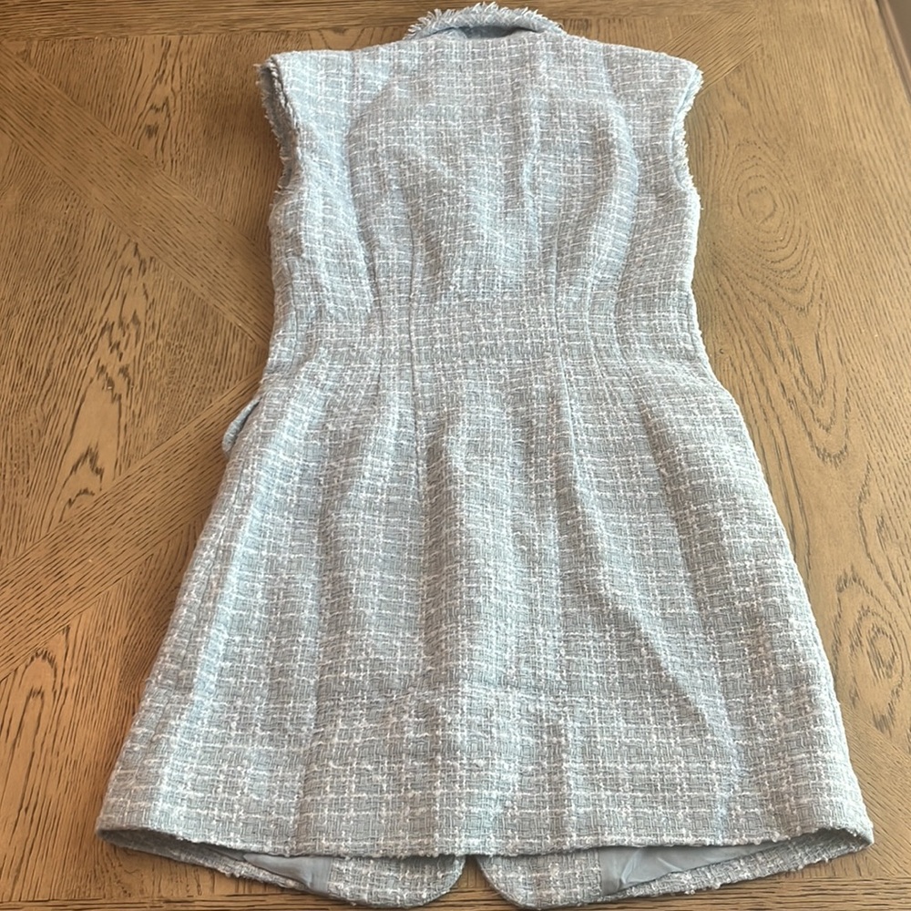 Anthropologie Maeve Sleeveless Tweed Blazer Mini Dress Blue New NWOT - Picture 7 of 10